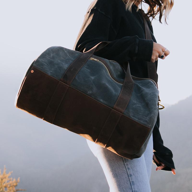 Waxed Canvas and Leather Duffle Bag - USA Crafted – Rustico