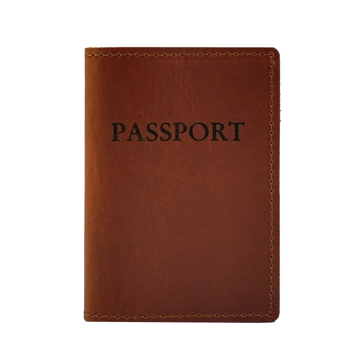Leather Passport Cover Rustic Brown Tan Brown / Yes