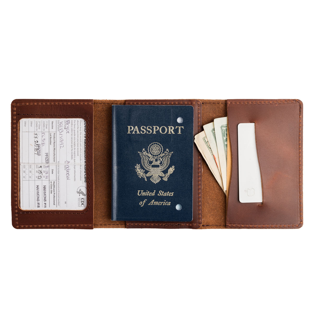 fashion designer leather passport holder for travel documents card