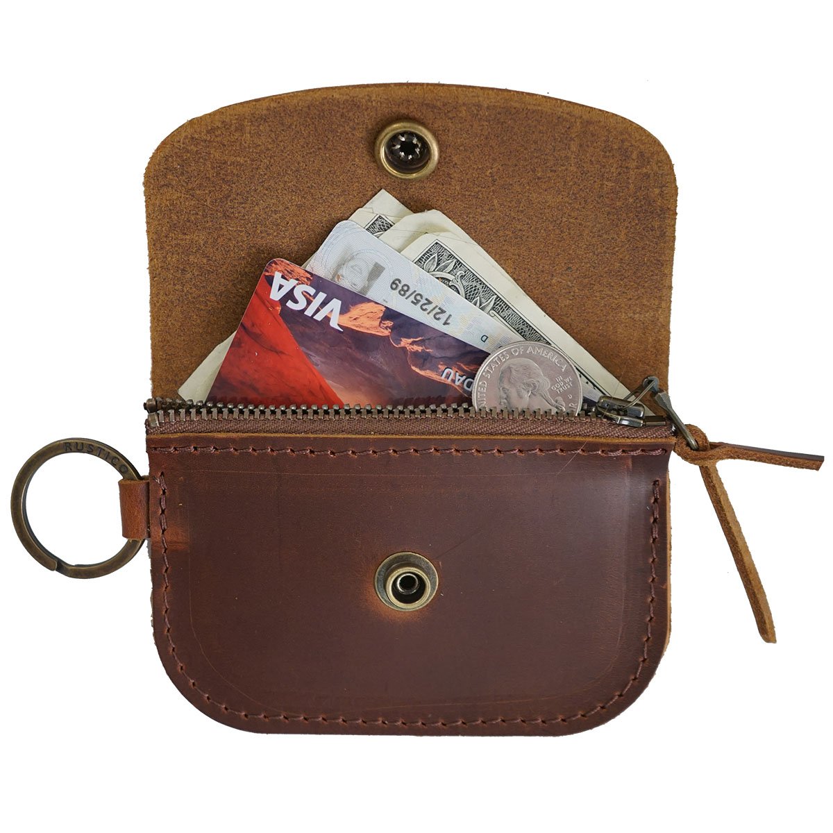 Men's Genuine Leather Key Case Keychain Wallet Credit Card Holder Money  Clip Purse Keyrings