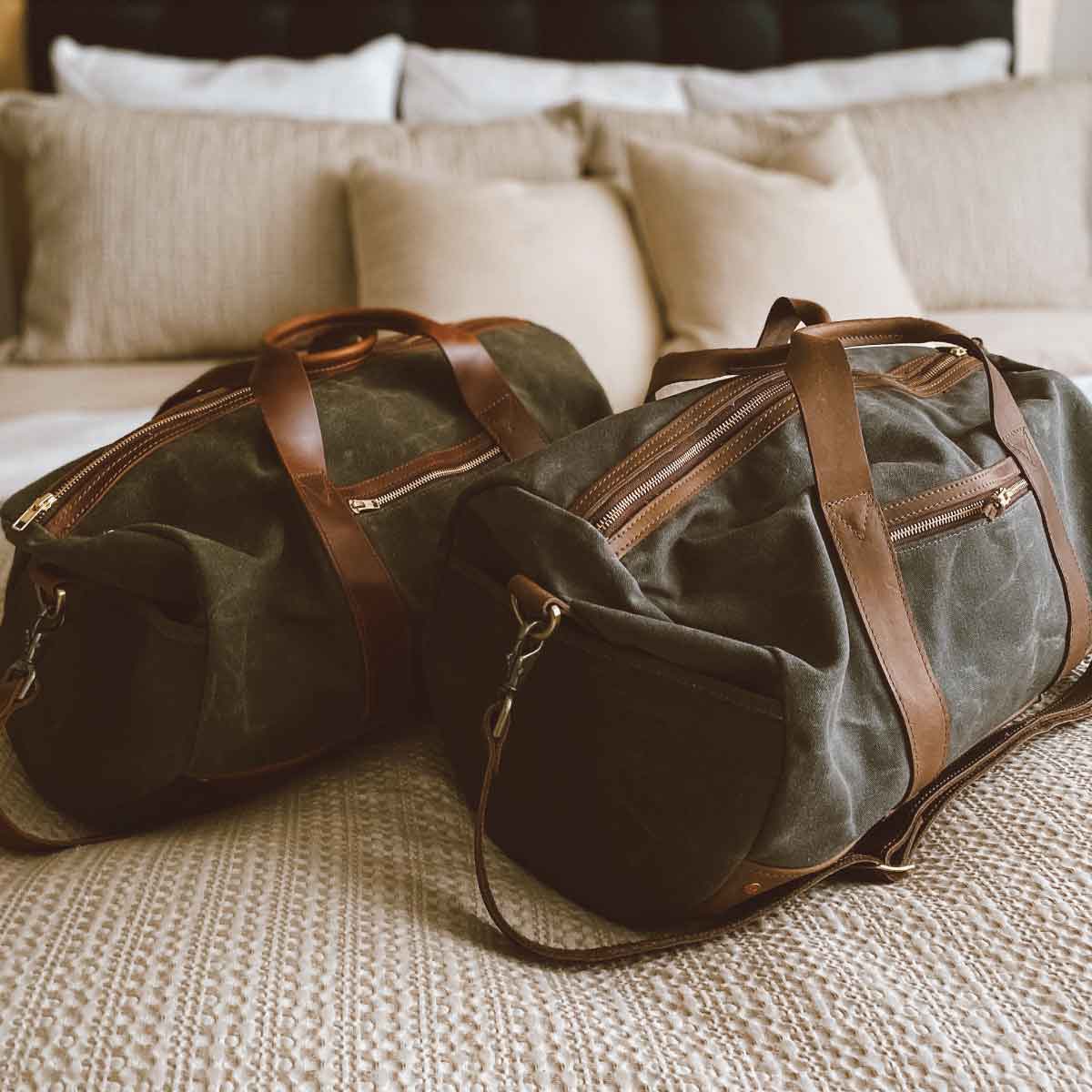 Waxed Canvas Duffel Bag Weekender Holdall Luggage Travel Bag MC9503 |  MoshiLeatherBag - Handmade Leather Bag Manufacturer