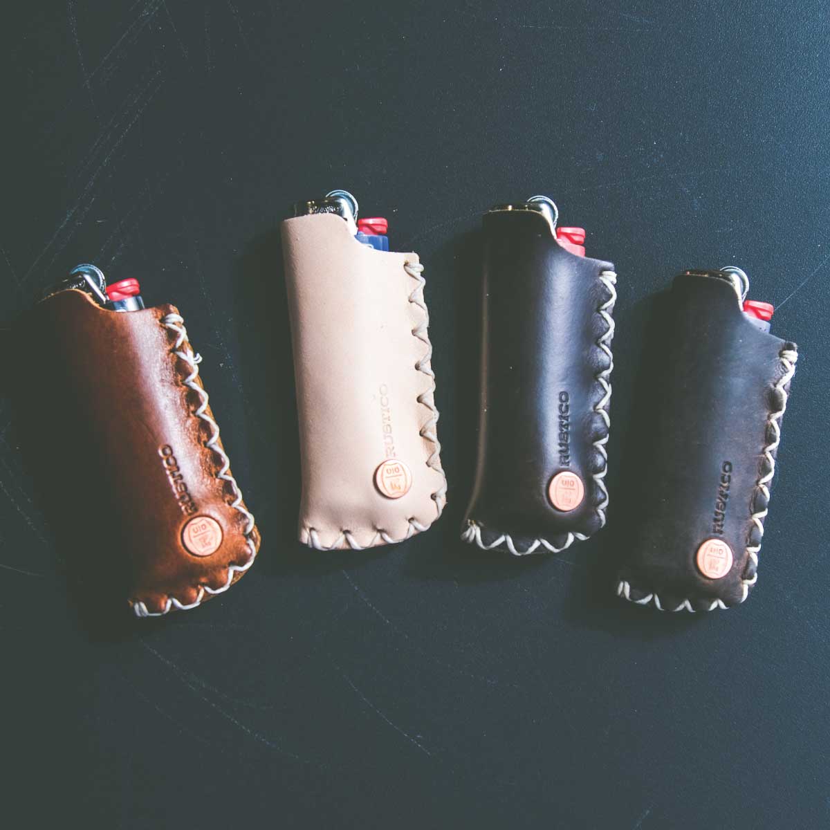 Wholesale Custom Genuine Leather Lighter Case with Keychain