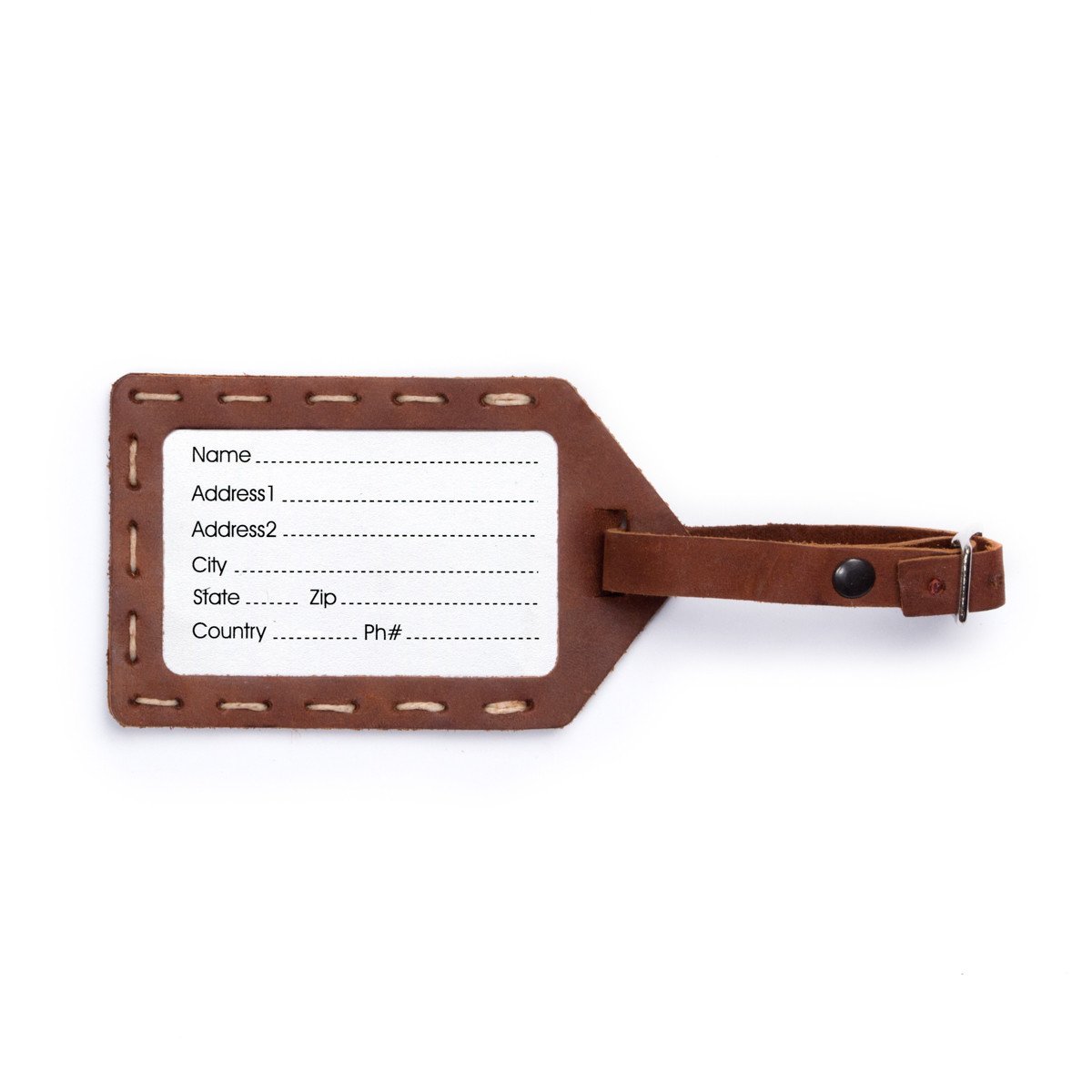 Engraved Luggage Tag With Contact Card Leather Travel Bag 